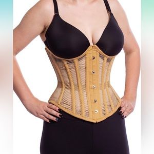 Womens Corset - Mesh Underbust Steel boned Waist Training, beige, 36